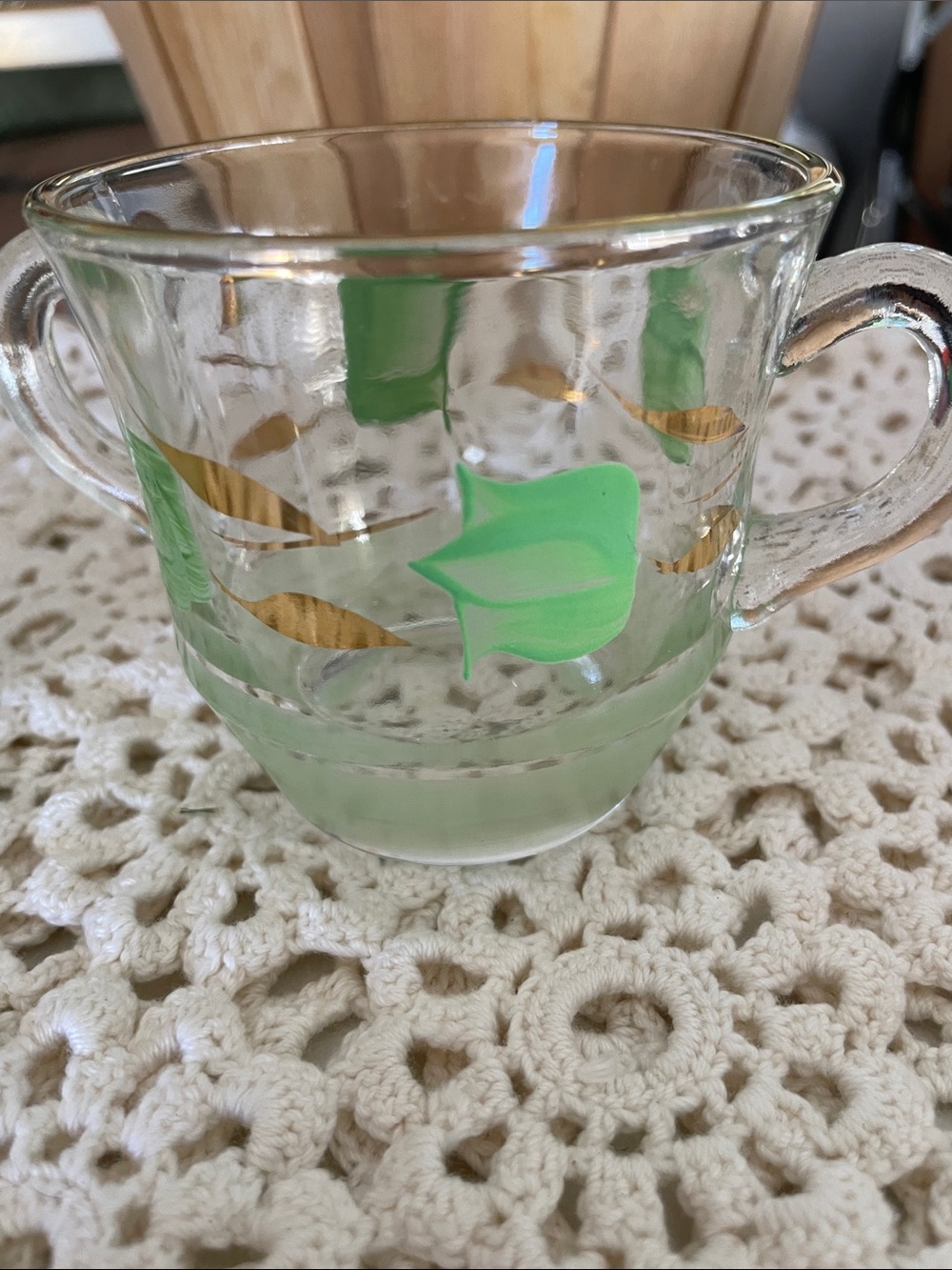 Vintage Bartlett Collins Green Leaf Glass Creamer and Sugar Set - Picture 3 of 3
